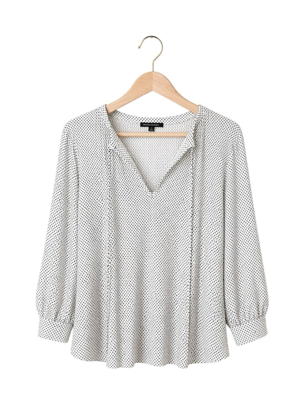 Polka Dot Blouse Top Adrianna Pappell Womens Black and White Small Career Office